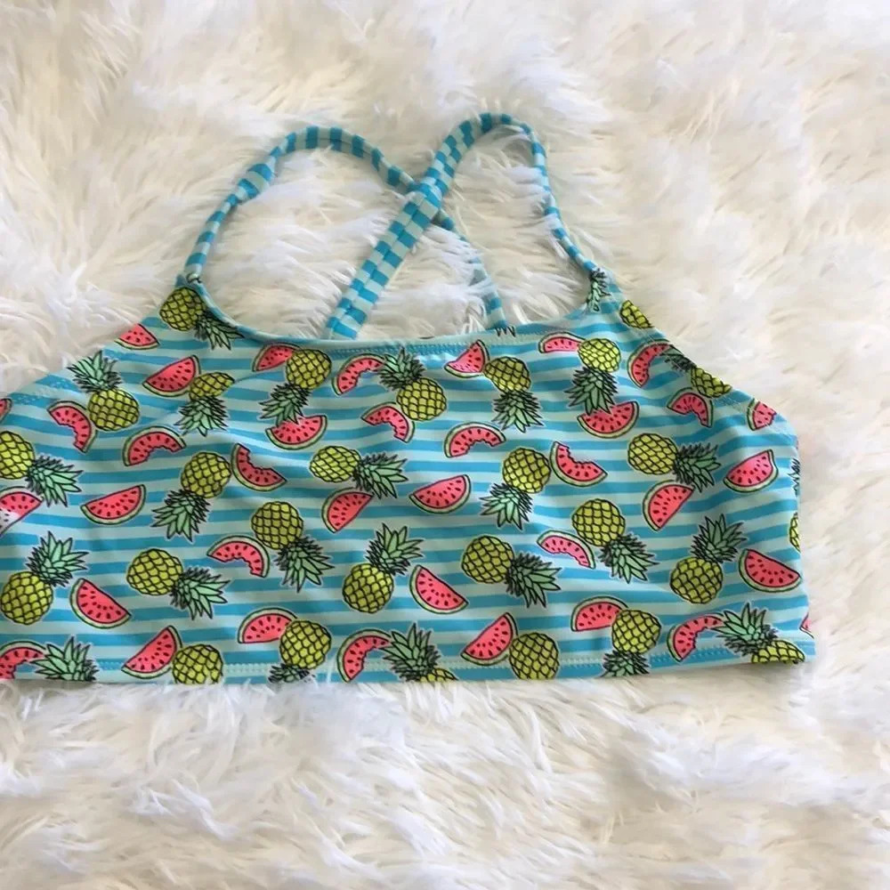 Juniors Pineapple & Watermelon Swim Top Size XL